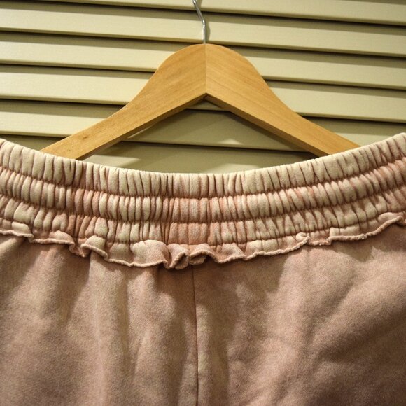 Zenana Sweat Shorts Tan Fleece Lounge Drawstring High Waist Pockets – Size L - Picture 6 of 7